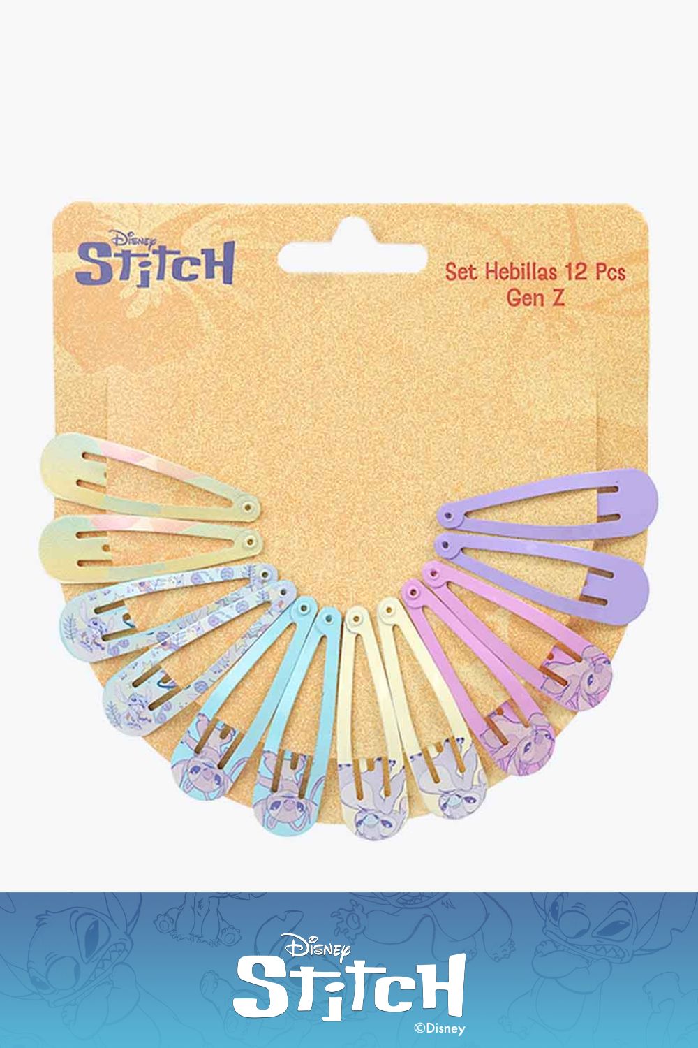 Set x12 hebillas para el cabello con diseño de stitch